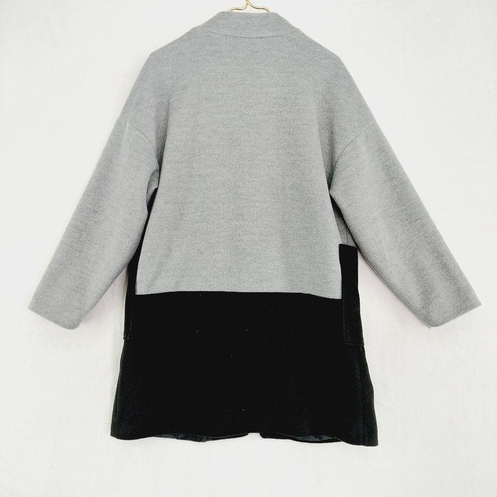 Suzy D Gray Black Color Block Snap Long Sleeve Winter Coat  Z72 - Picture 5 of 8